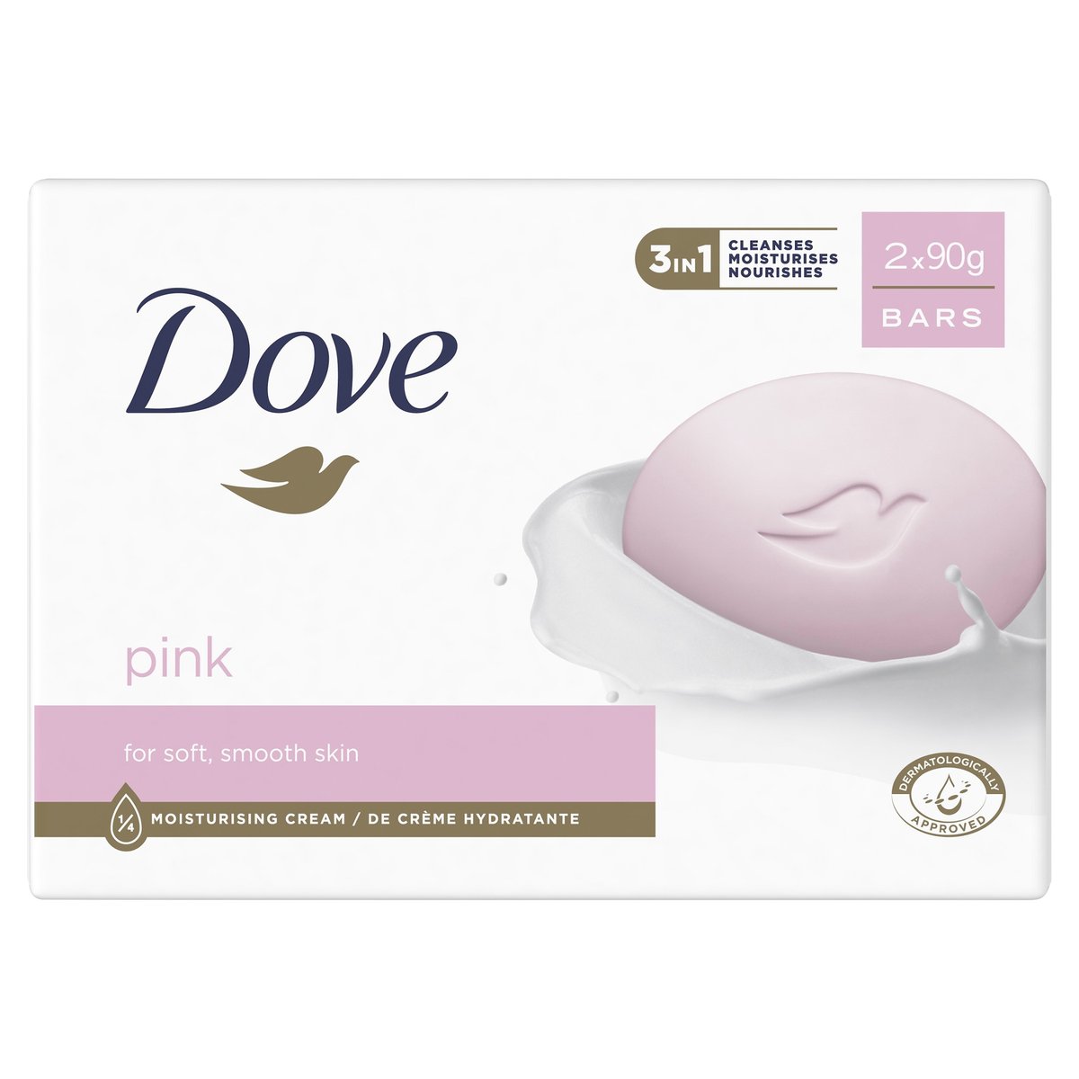 Dove PINK 3w1 Kremowe mydło w kostce - 2 x 90 g