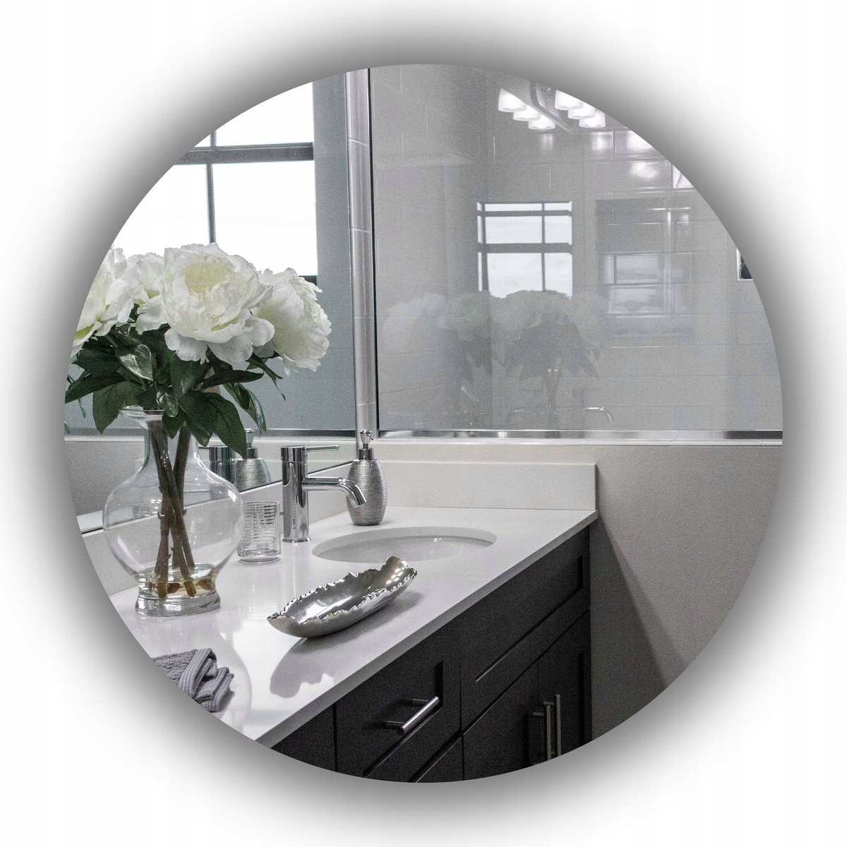 LUSTRO Z OŚWIETLENIEM LED DO ŁAZIENKI OKRĄGŁE 80 CM BEZ RAMY