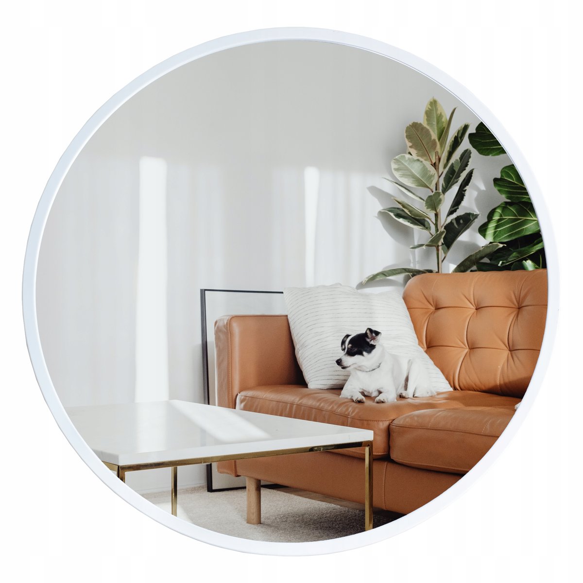 LUSTRO OKRĄGŁE BIAŁE W RAMIE ŁAZIENKOWE 65 CM LOFT