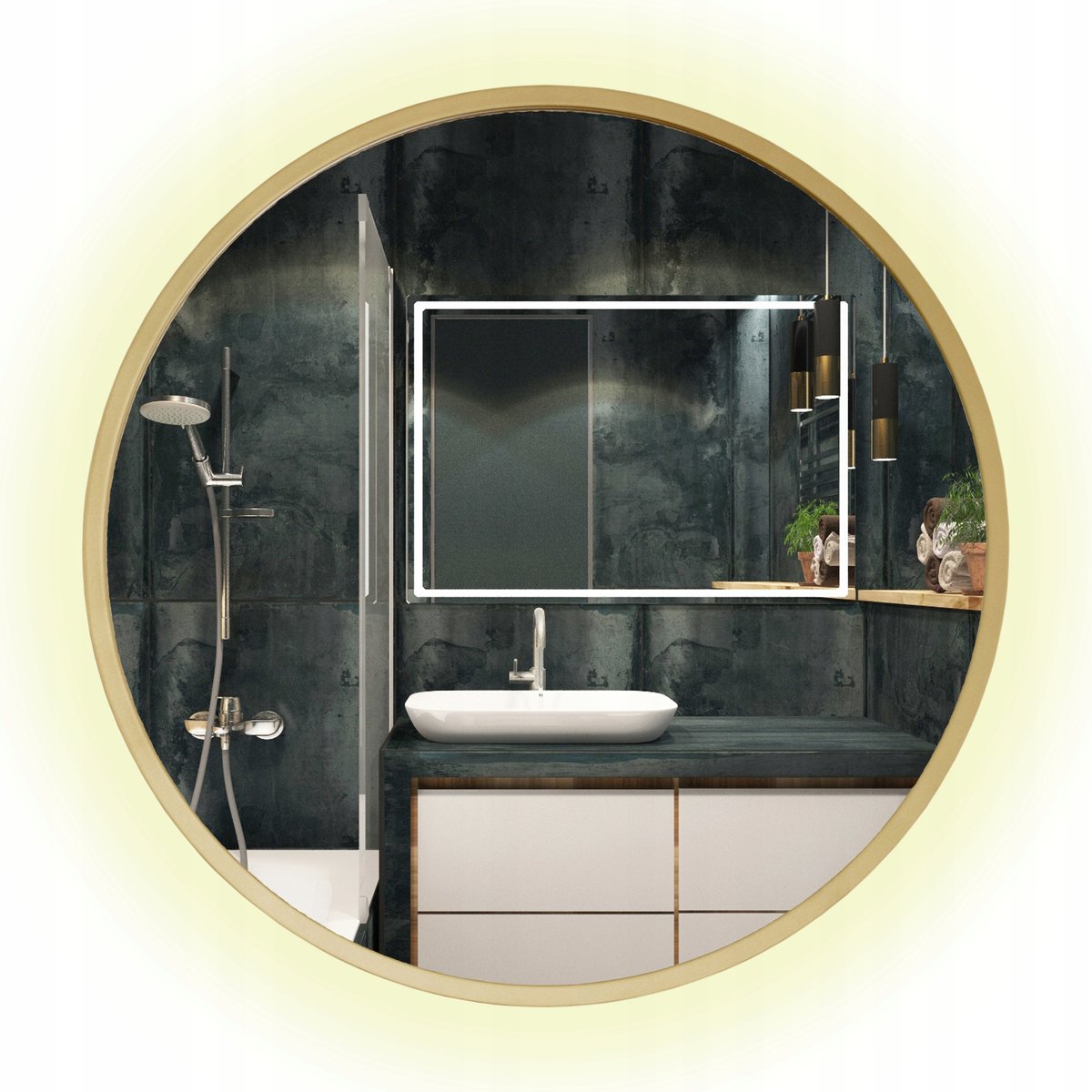 Lustro Led Podświetlane Okrągłe 60 Cm W Ramie Loft