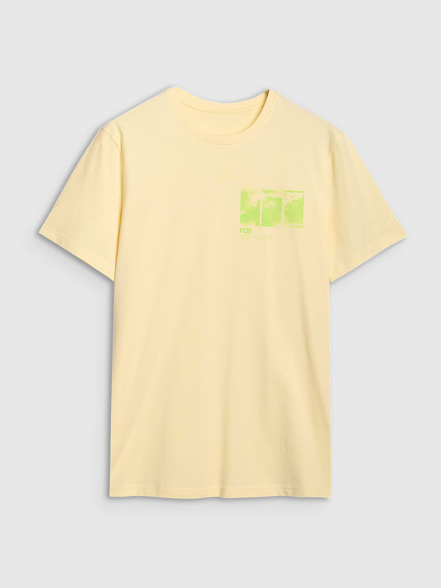 4F T-shirt męski bawełniany 4FRSS24TTSHM2106-73S Żółty Roz. M