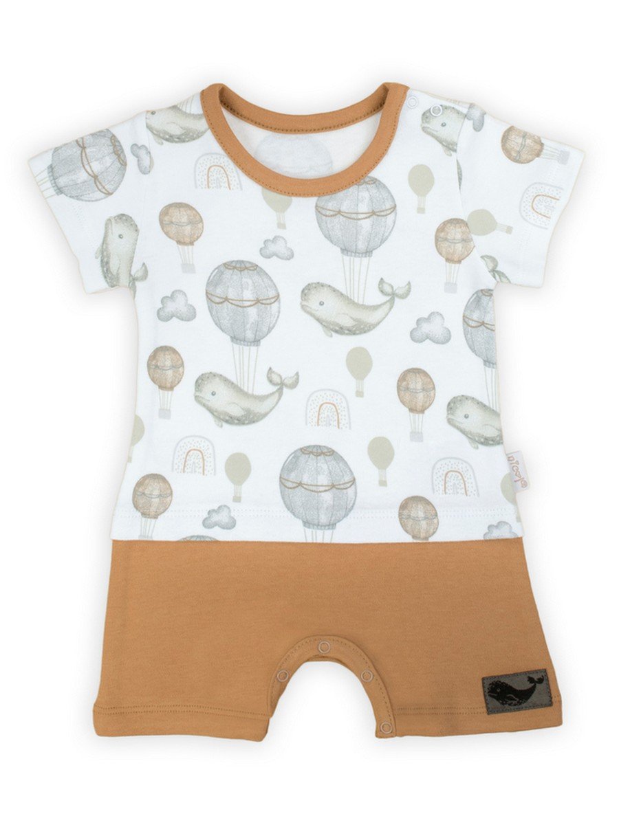 Niemowlęcy rampers wieloryby jasnobrązowy Nicol,r.56