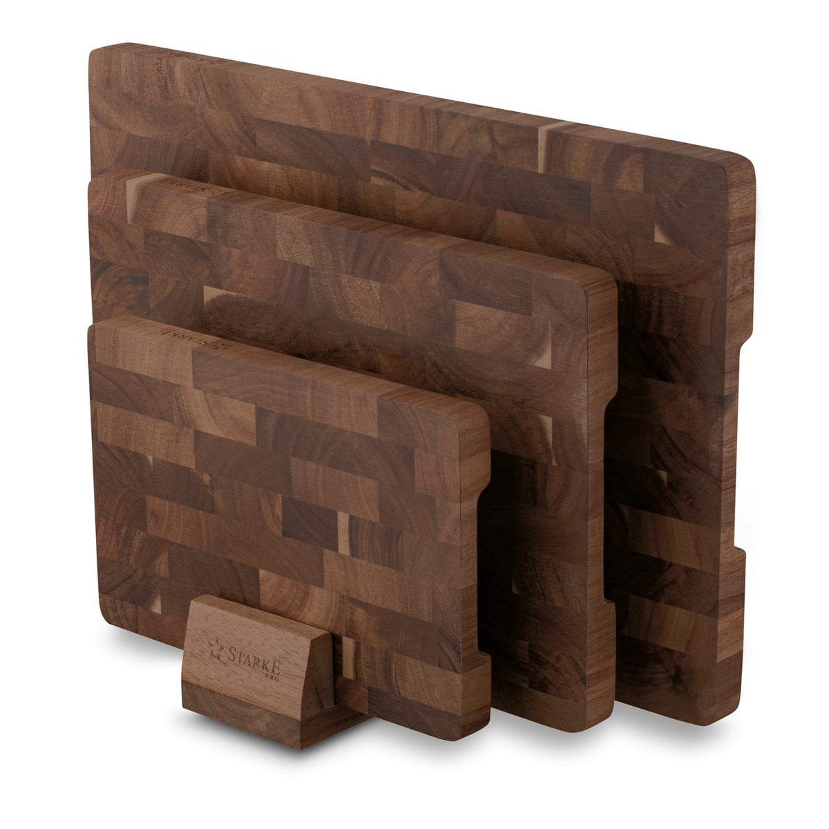 Zestaw 3 desek do krojenia ze stojakiem akacjowe solidne praktyczne