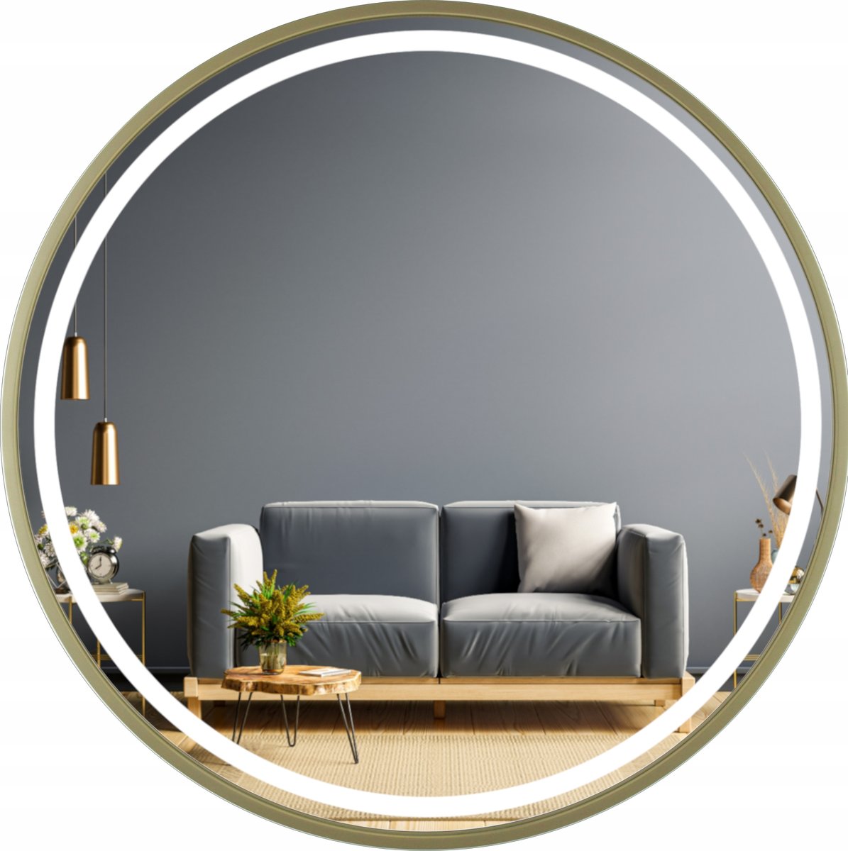 LUSTRO LED DO MAKIJAŻU MAŁEJ ŁAZIENKI ZŁOTE 65 CM