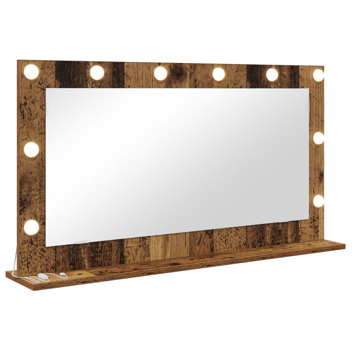 vidaXL Lustro toaletowe Postarzałe drewno Drewno i szkło 100 x 55 x 18 cm