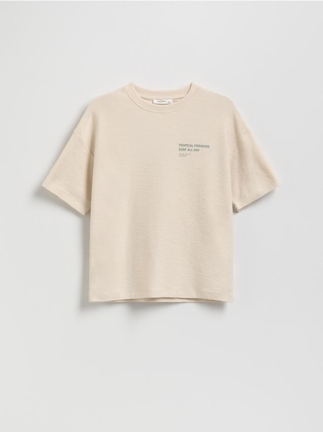 Reserved - T-shirt oversize - beżowy