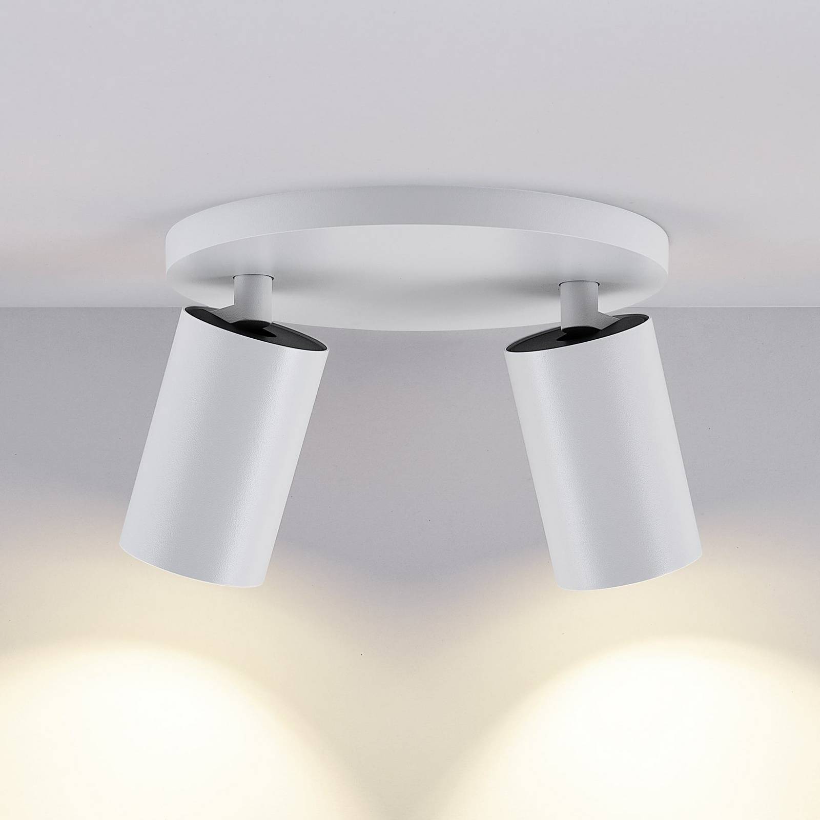 Deko-Light Reflektor sufitowy CAN TILT, biały, Ø 20 cm, 2-punktowy, metal, GU10 możliwość ściemniania, biały / opal, salon / jadalnia, aluminium