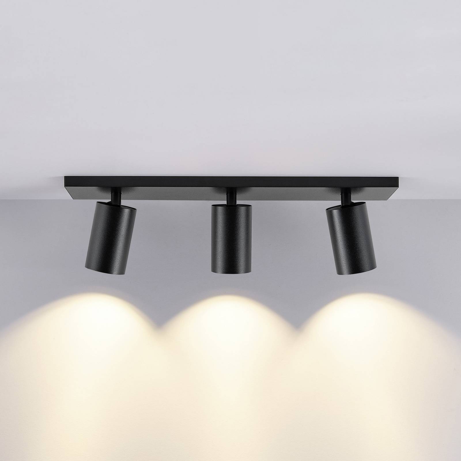 Deko-Light Reflektor sufitowy CAN TILT, czarny, 48 x 9 cm, 3-punktowy, metal GU10 możliwość ściemniania, czarny, salon / jadalnia, aluminium