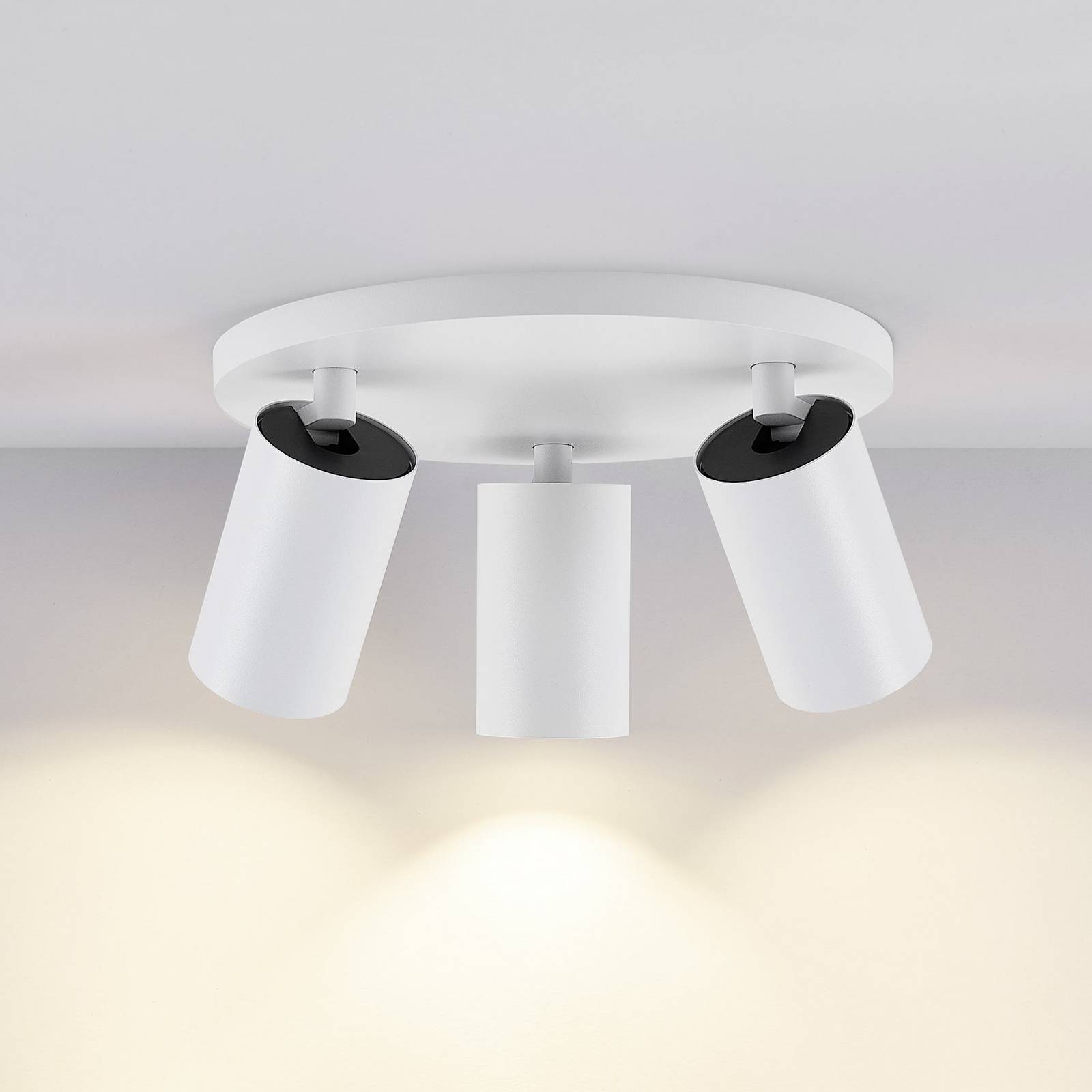 Deko-Light Reflektor sufitowy CAN TILT, biały, Ø 23 cm, 3-punktowy, metal, GU10 możliwość ściemniania, biały / opal, salon / jadalnia, aluminium