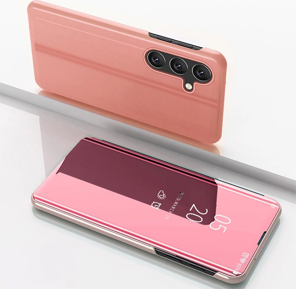 Clear View Case etui do Samsung Galaxy S24 FE pokrowiec z klapką - różowe