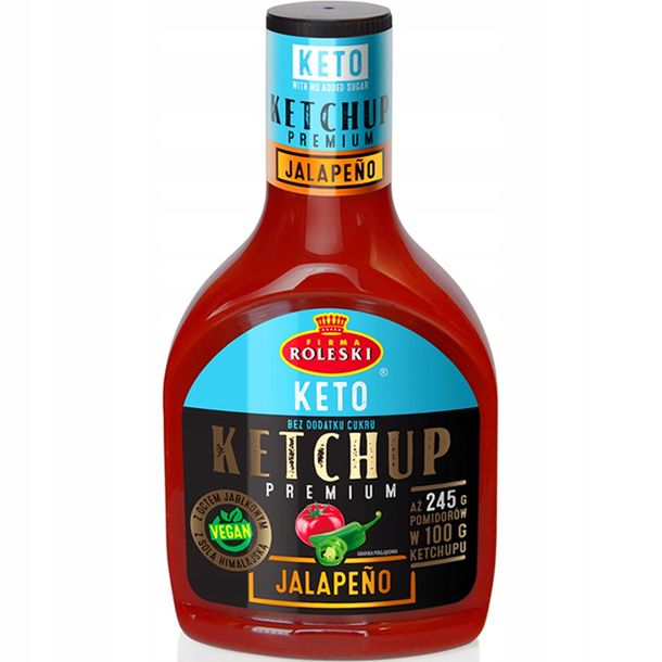 KETCHUP Premium Jalapeno KETO 425g BEZ KONSERWANTÓW BEZ CUKRU I SKROBI
