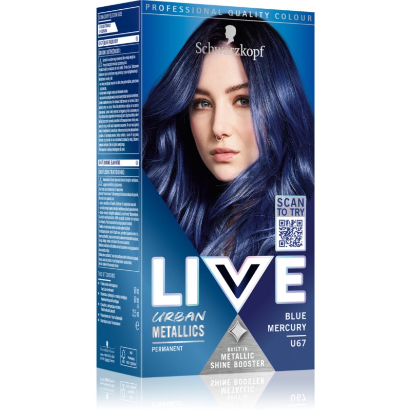 Schwarzkopf LIVE URBAN METALLICS trwała farba do włosów U67 Blue Mercury