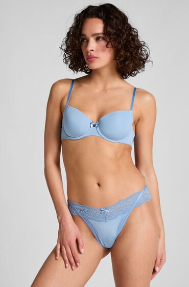 Hunkemöller Stringi w kształcie litery V, z niskim stanem Elliena Niebieski