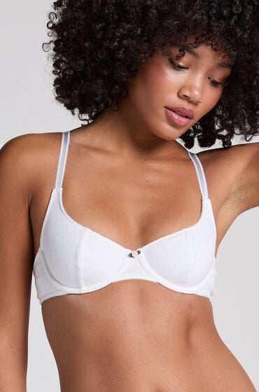 Hunkemöller Nieusztywniany biustonosz z fiszbinami Pointelle Biały