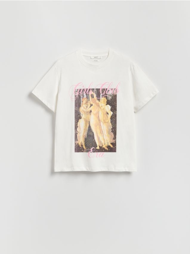 Reserved - T-shirt z nadrukiem - biały
