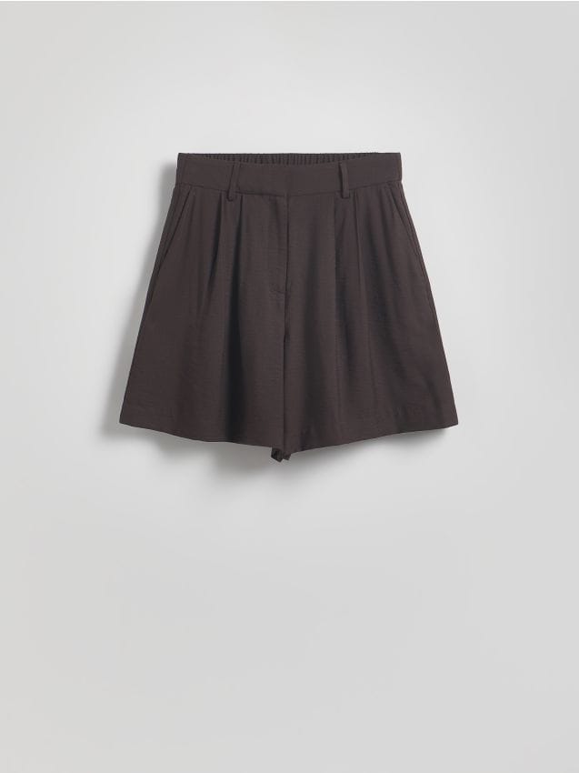 Reserved - Szorty z wiskozą - ciemnobrązowy