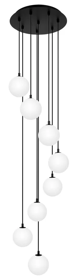 Długa lampa z wiszącymi kloszami biała E9-C66