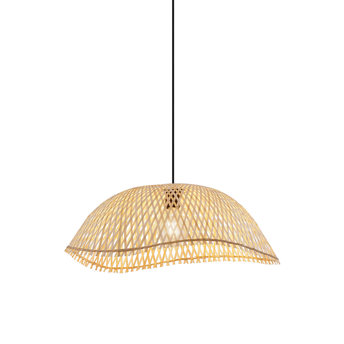 QAZQA Boho lampa wisząca czarna z bambusem - Lily