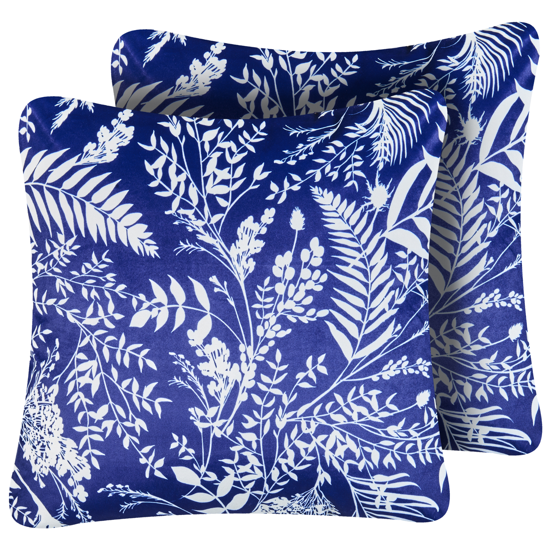 Blmeble Zestaw 2 poduszek ogrodowych GLIMMER Wzór roślinny 45 x 45 cm Niebieski