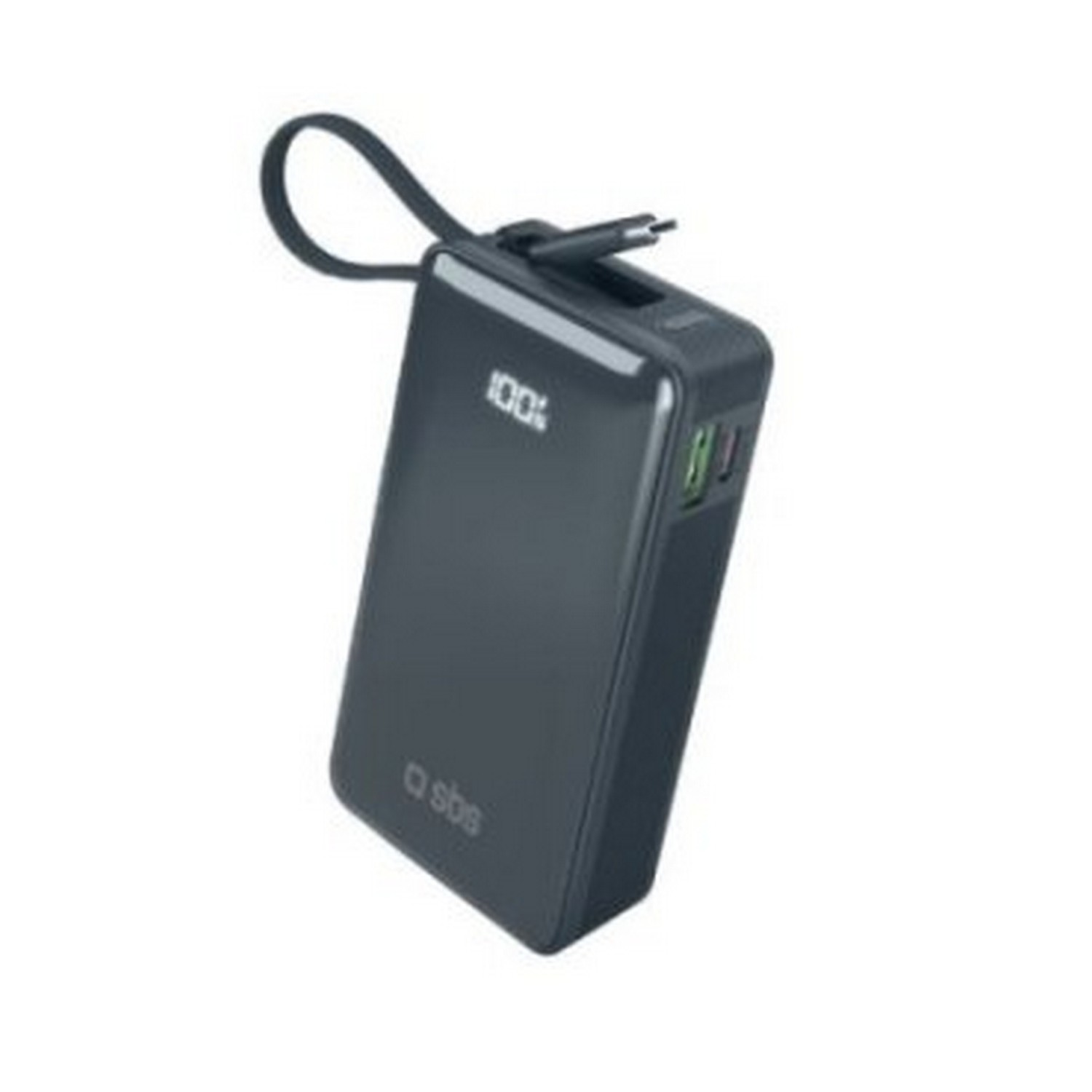 SBS Power Bank 10 000 mAh z wbudowanym kablem USB-C niebieski