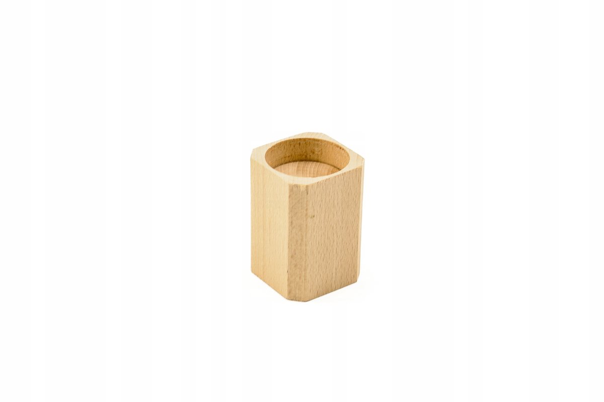 DREWNIANY ŚWIECZNIK BUKOWY 6,5 CM KWADRATOWY DECOUPAGE WYSOKA JAKOŚĆ EKO