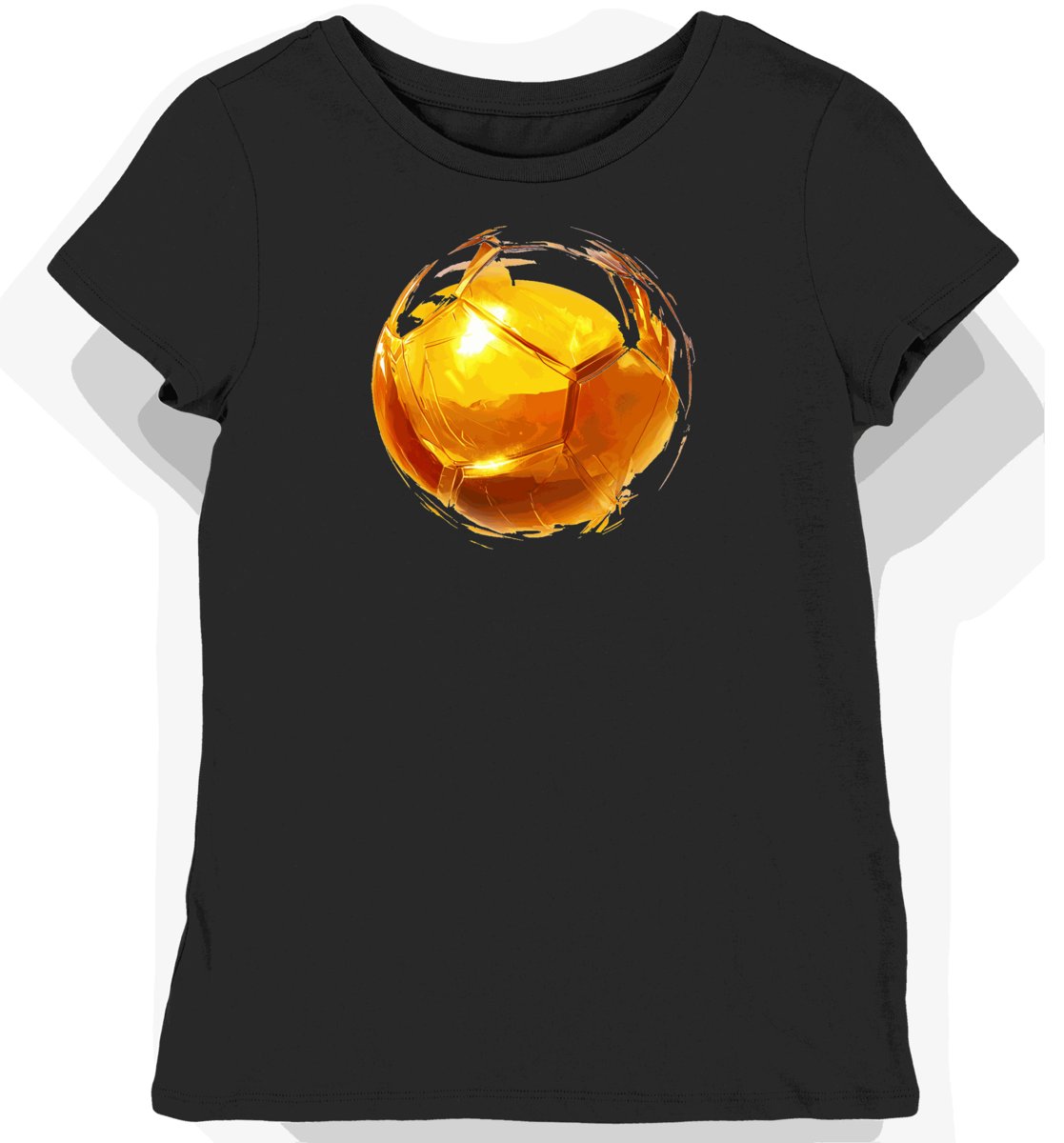 Koszulka damska czarna z grafiką złotej kuli esportowej S