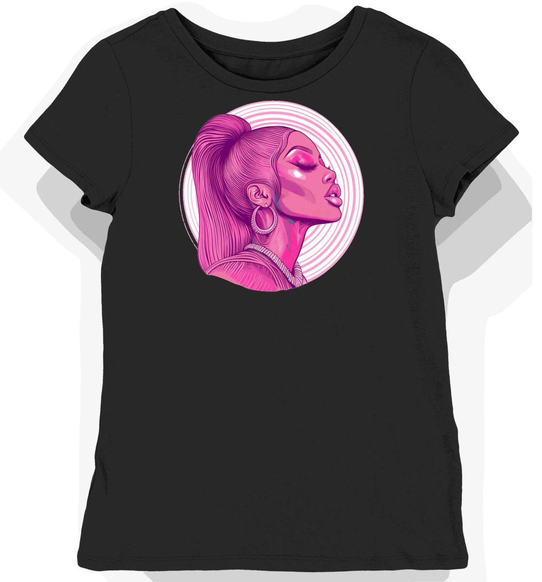 Koszulka damska czarna z nadrukiem hip-hopowym Nicki Minaj XS