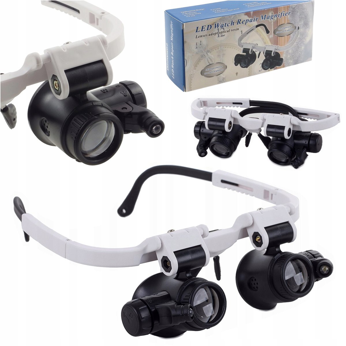 LUPA OKULAROWA Z PODŚWIETLENIEM LED DO 23X REGULOWANA BIALA