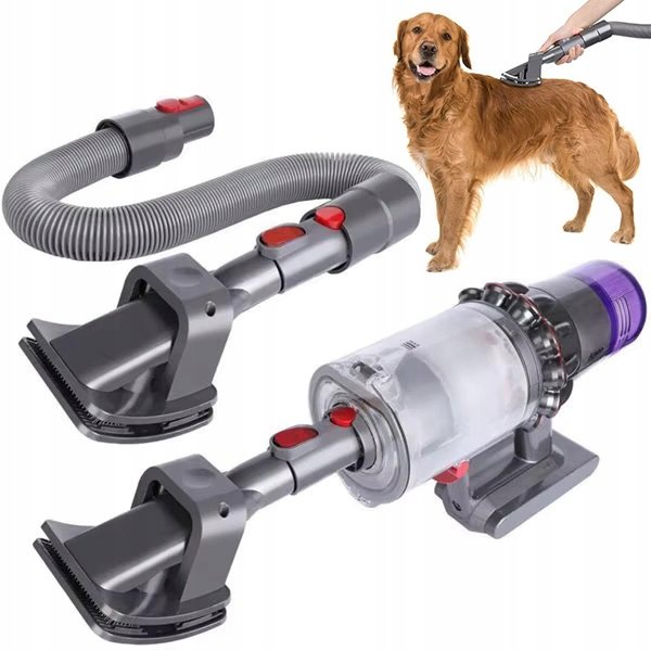 Rosfix GroomSet Pro V7/V8/V10/V11 – Zestaw szczotka do czesania + elastyczny wąż 160 cm + adapter Do usuwania sierści psa i kota System „klik”..