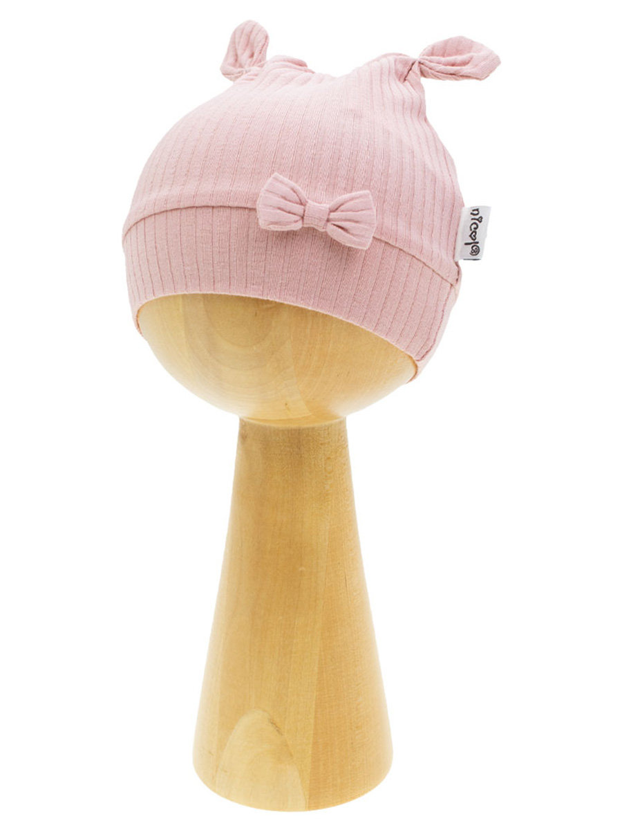 Dziewczęca czapka z kokardką różowa Nicol,r.74