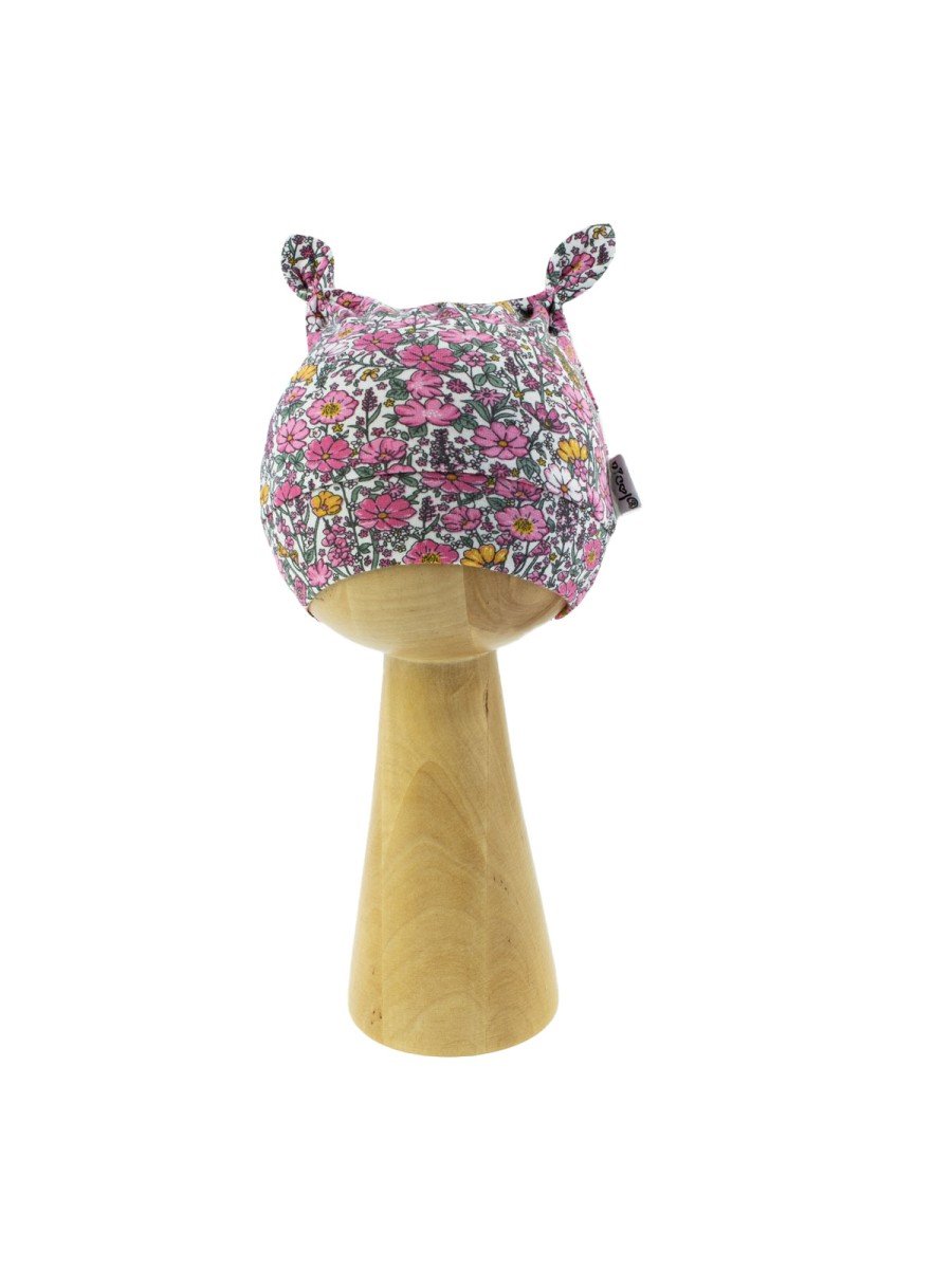 Niemowlęca czapka w kwiatki różowa Nicol,r.56