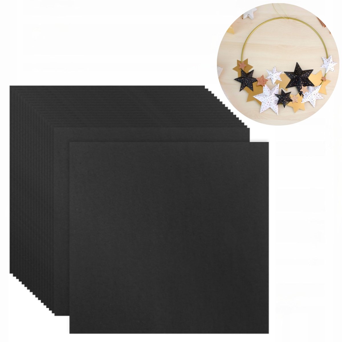 Papier Techniczny Czarny Scrapbooking 50szt 30x30cm 230 gsm Do Rękodzieła