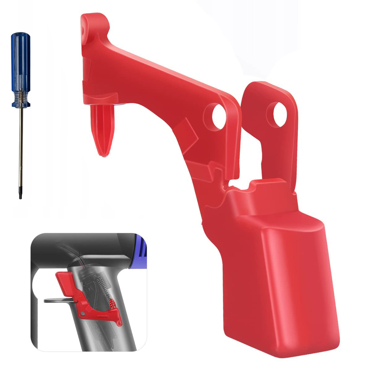 PowerFix Trigger V-Red – Wzmocniony przycisk spustu do odkurzacza Dyson V10 V11 SV12 SV14 Czerwony Z śrubokrętem TORX