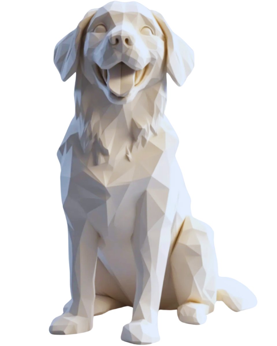 Figurka Psa Low-Poly – Nowoczesna Dekoracja do Domu Styl Geometryczny - 20 cm