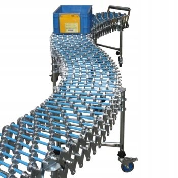 FlexRoller Pro 60 Przenośnik rolkowy pantograficzny 2,1 m Szerokość 60 cm Modułowy, elastyczny, rozciągany Do magazynu, produkcji, logistyki