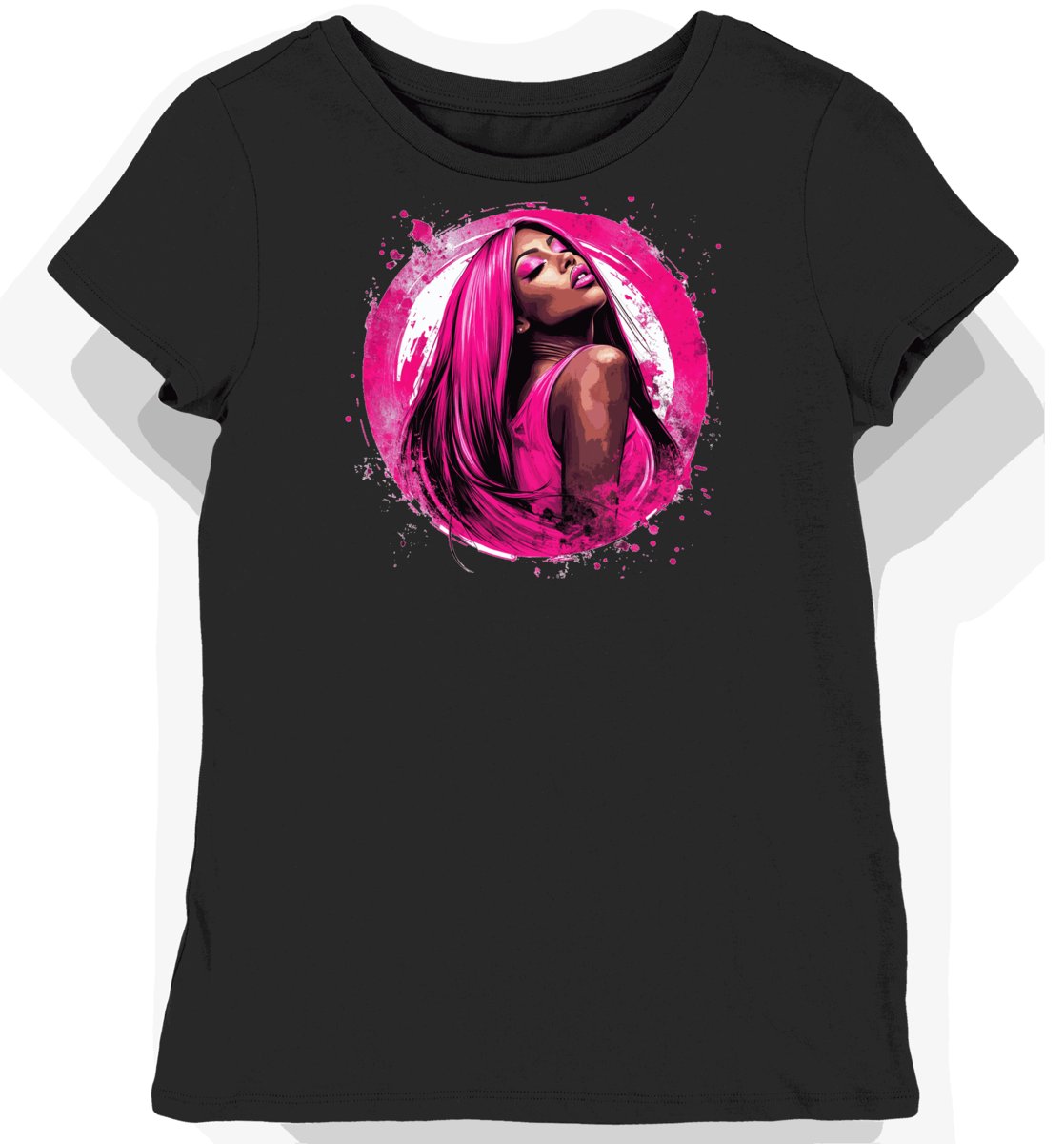 Koszulka damska czarna z nadrukiem Nicki Minaj rap XS