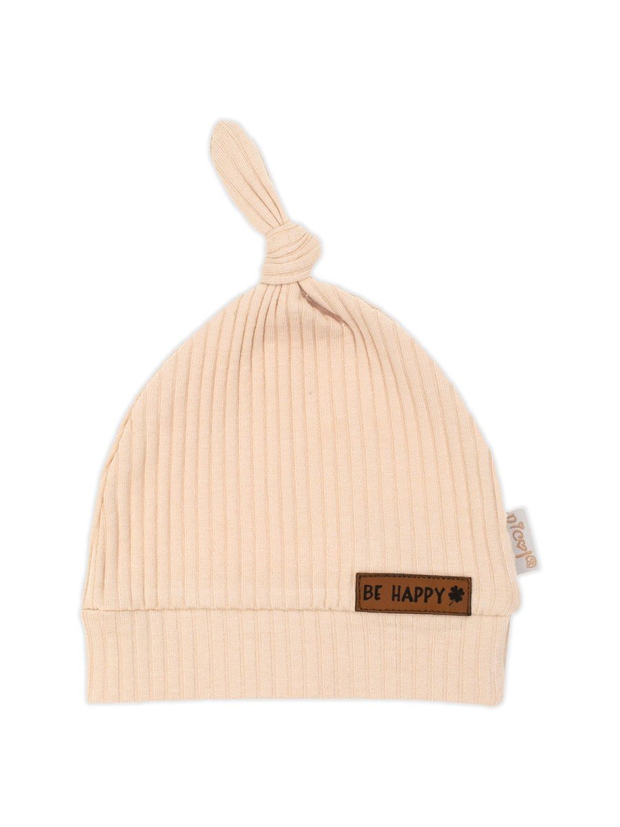 Niemowlęca czapka w prążek beżowa Nicol,r.80