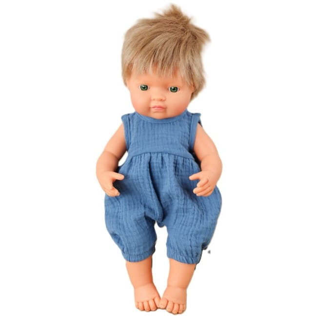 Spodenki Bloomersy muślinowe Denim Blue dla lalki Miniland 38 cm