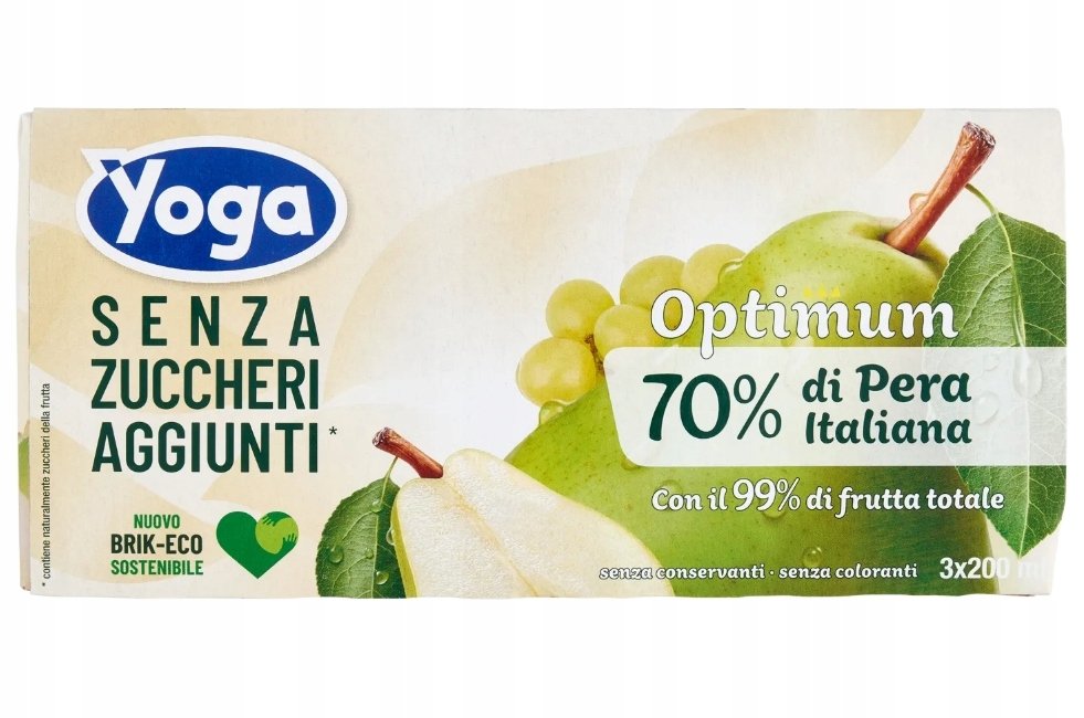Sok w kartoniku Brik gruszka bez cukru senza zuccheri aggiunti 3x200ml Yoga