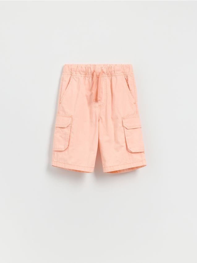 Reserved - Bawełniane szorty cargo - brzoskwiniowy