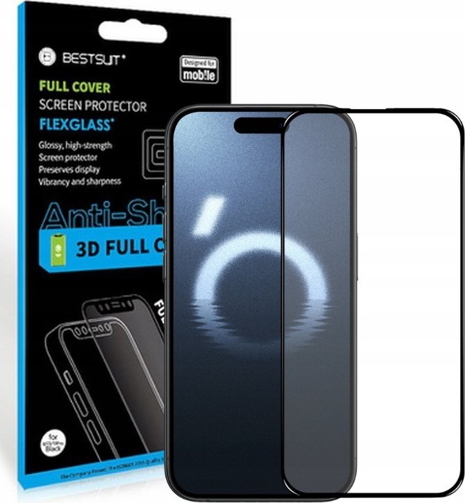 Bestsuit Szkło hybrydowe Bestsuit Flexible 5D Full Glue do iPhone 16 Pro czarny