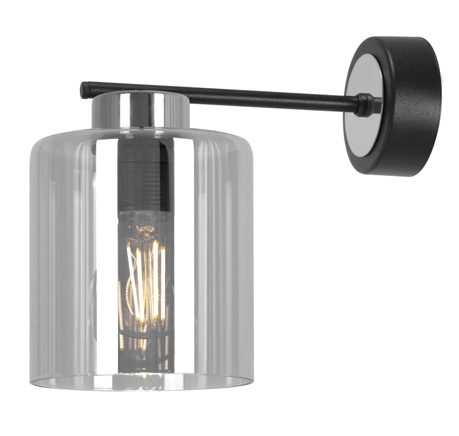 Ścienny grafitowy kinkiet z czarną konstrukcją A0-G44