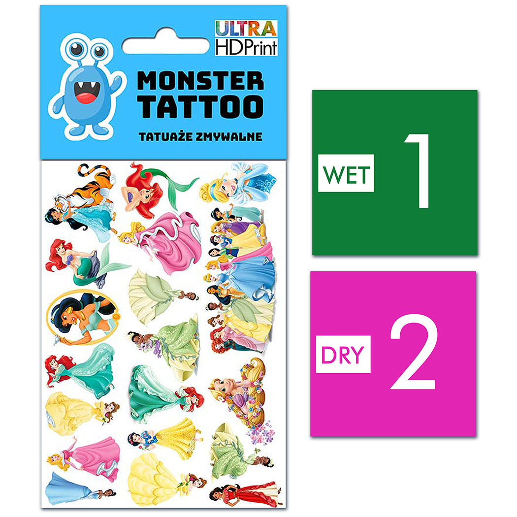 TATUAŻE ZMYWALNE DLA DZIECI KSIĘŻNICZKI WZORY ORYGINALNE