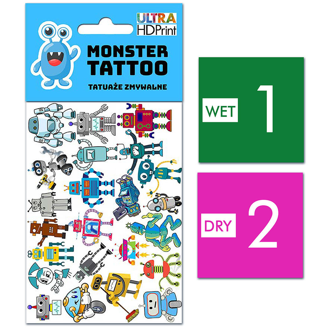 TATUAŻE ZMYWALNE DLA DZIECI ROBOTS WZORY ORYGINALNE