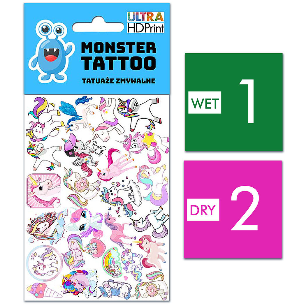 TATUAŻE ZMYWALNE DLA DZIECI JEDNOROŻCE UNICORN WZORY ORYGINALNE