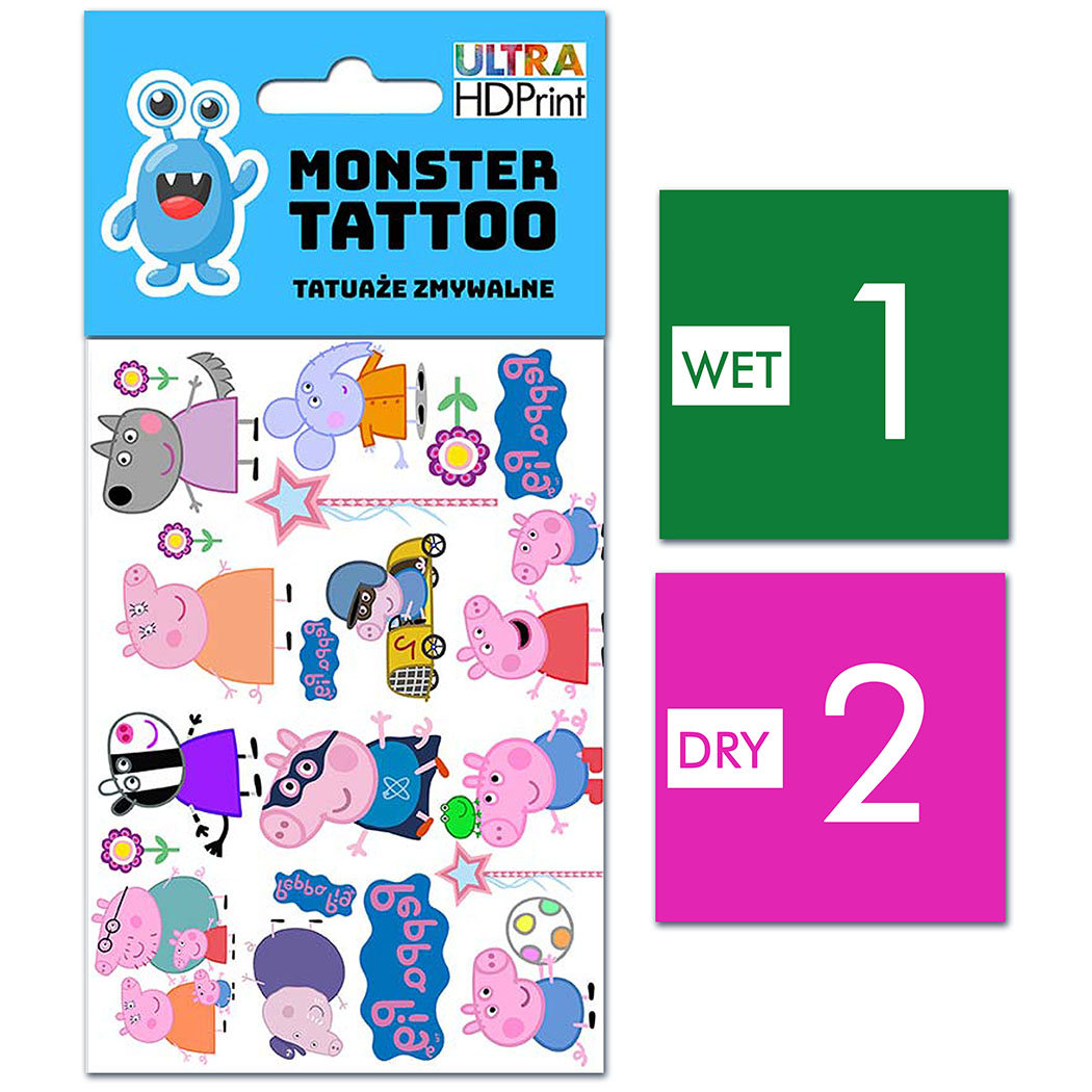 TATUAŻE ZMYWALNE DLA DZIECI PEPPA PIG WZORY ORYGINALNE