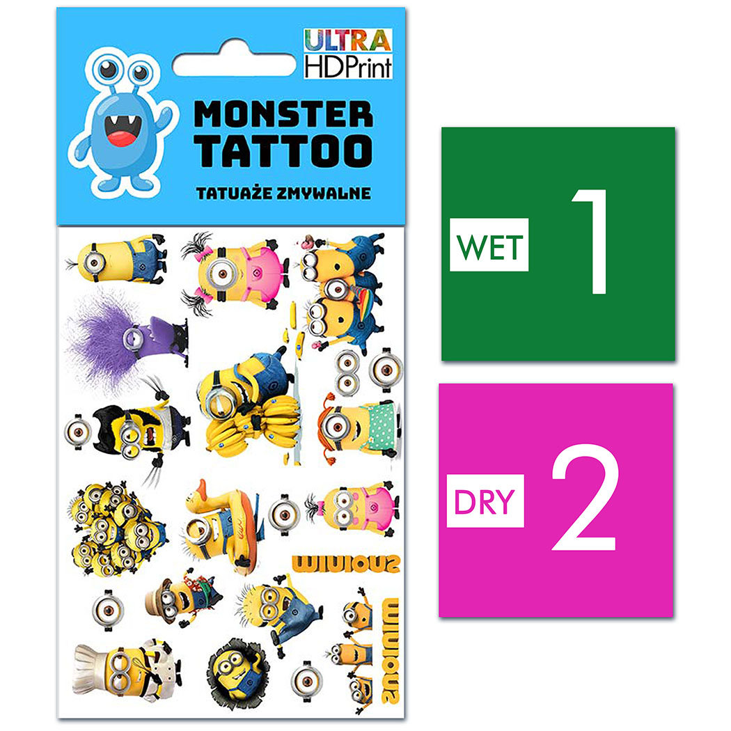 TATUAŻE ZMYWALNE DLA DZIECI MINIONKI WZORY ORYGINALNE