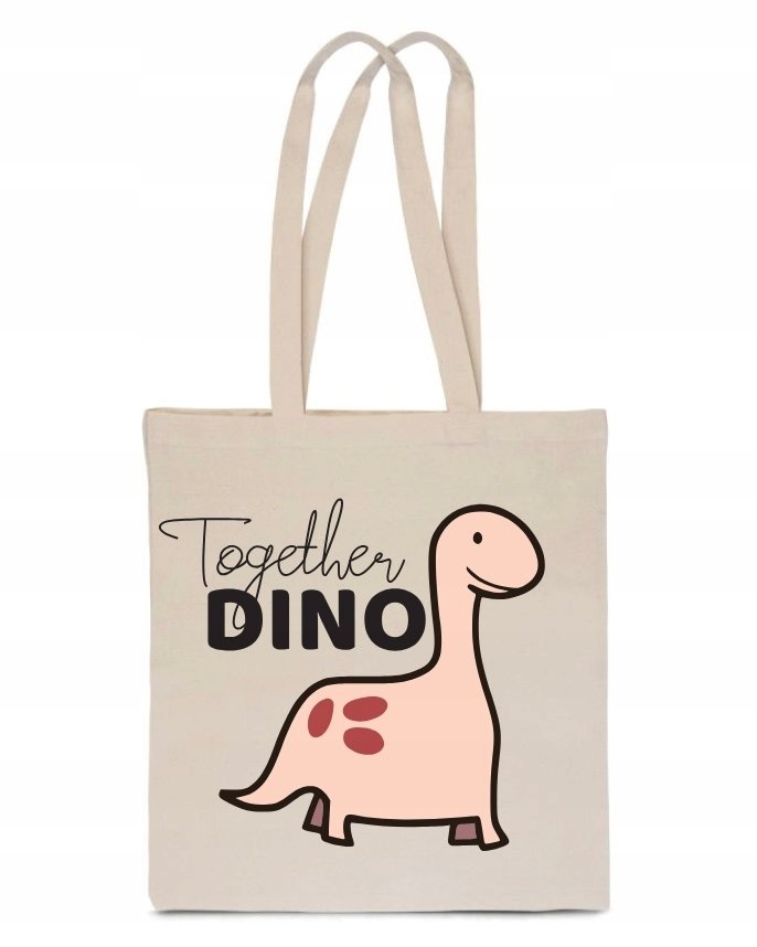 EKO TORBA Bawełna ecru prezent WALENTYNKI różowy DINOZAUR MATE TT_462