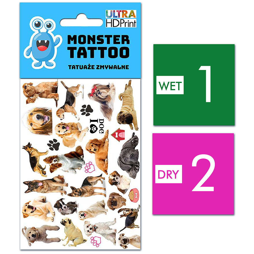 TATUAŻE ZMYWALNE DLA DZIECI PSY DOGS WZORY ORYGINALNE