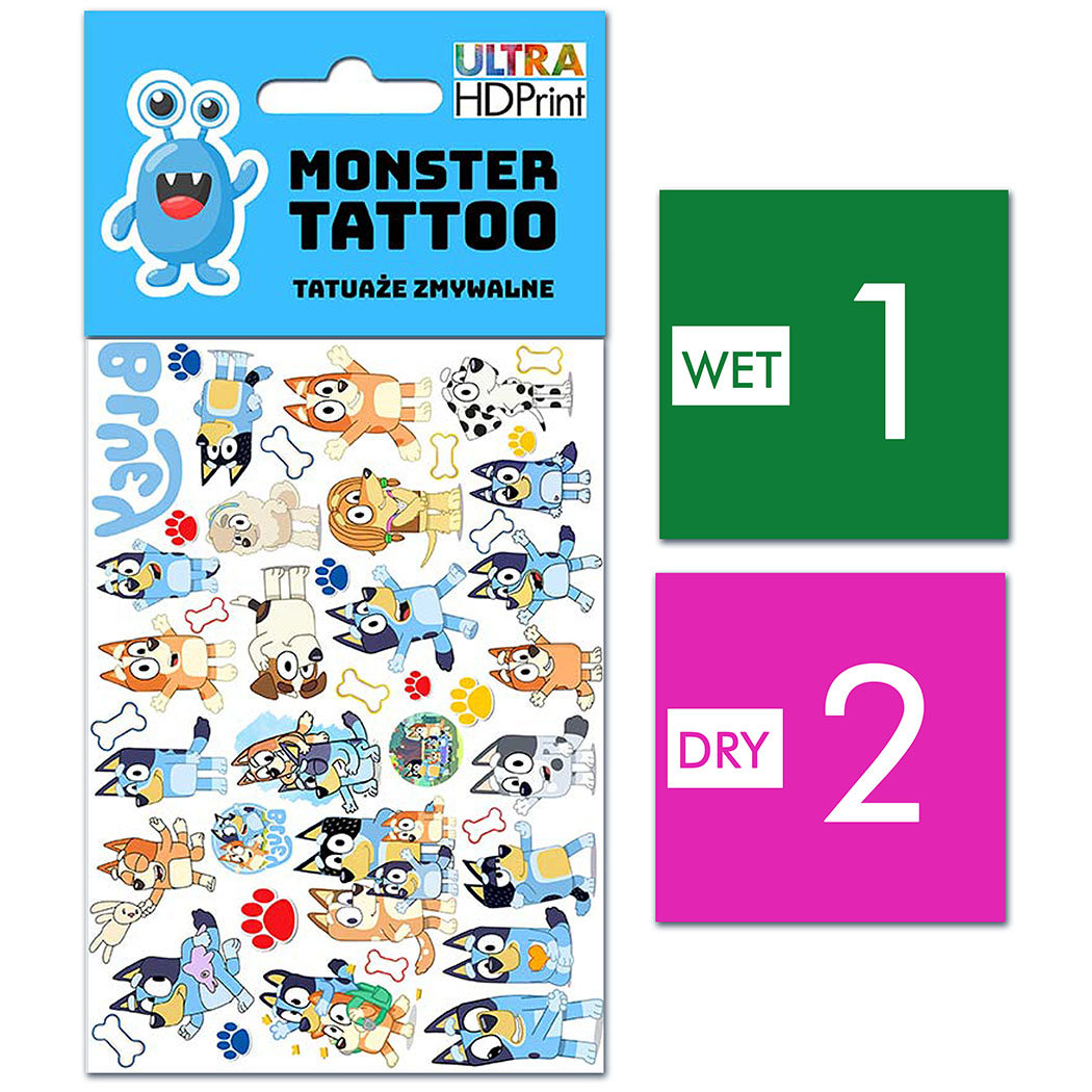 TATUAŻE ZMYWALNE DLA DZIECI BLUEY WZORY ORYGINALNE